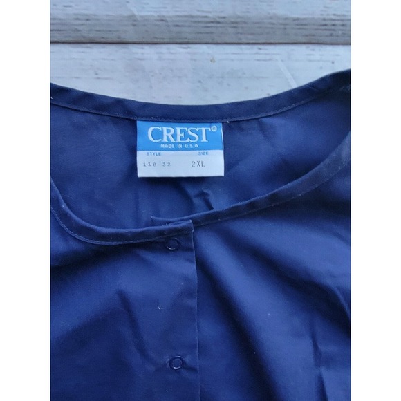 Crest Made In USA Nurse Vet Medical Scrub Top Navy Blue 2XL - Picture 4 of 7